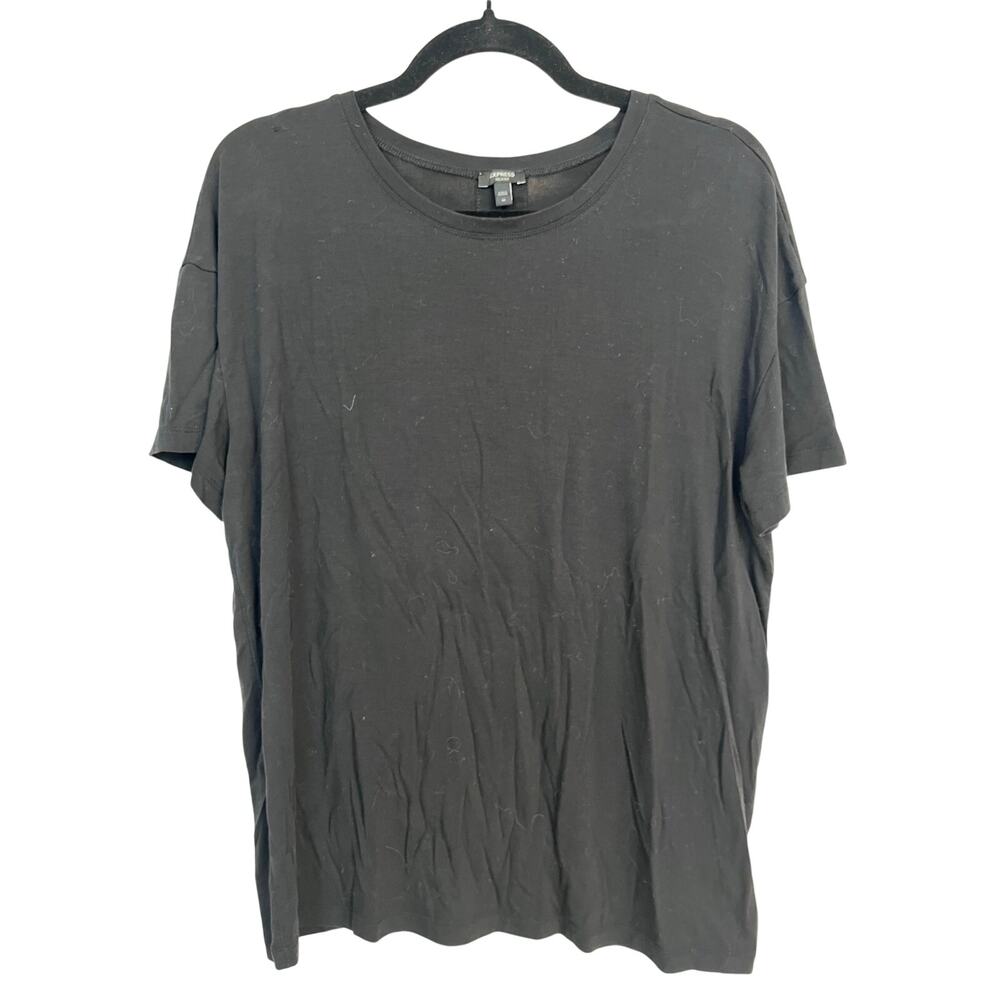 EXPRESS BLACK STRETCH CREW NECK SHORT SLEEVE TEE — WOMEN’S MEDIUM